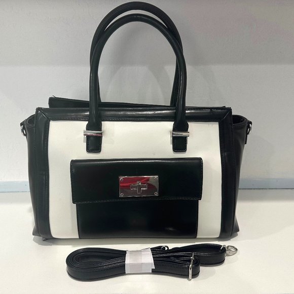 Justfab Black and White shoulder bag - Picture 1 of 4